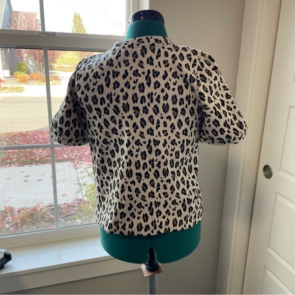 Loft Leopard Print Short Puff Sleeve Sweater Top - Picture 8 of 8